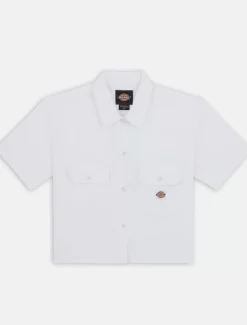 Hot Cropped Short Sleeve Work Shirt Women Work Shirts|Shirts