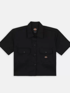 Store Cropped Short Sleeve Work Shirt Women Work Shirts|Shirts