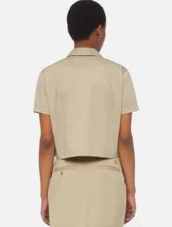 Clearance Cropped Short Sleeve Work Shirt Women Shirts|Work Shirts
