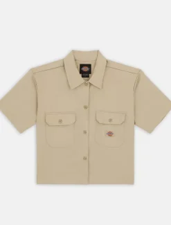 Clearance Cropped Short Sleeve Work Shirt Women Shirts|Work Shirts