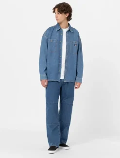 Fashion Double Knee Denim Trousers Denim|Trousers
